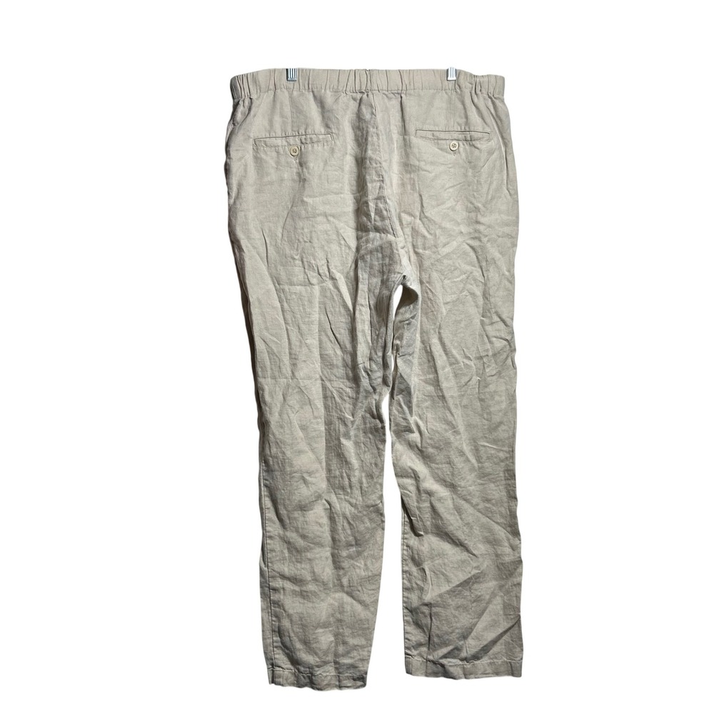 100% European Linen Pants Driftwood Beige Straight Leg XXL LB61023-CMA01-10150